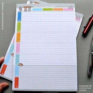 Weekly planner block, family planner with guinea pigs DIN A5 image 2