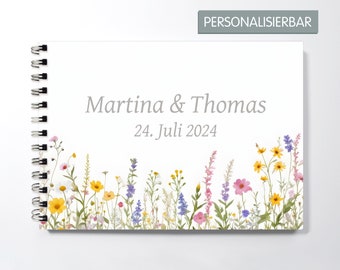 Guest book A5 flower meadow, summer meadow, for wedding, personalizable