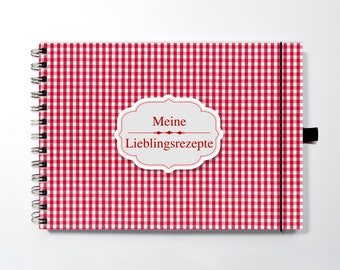 Recipe book to write yourself DIN A5 red checkered personalized