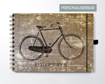 Reisejournal A5, Reisetagebuch, Fahrrad, Radtour, Vintagecover Brauntöne