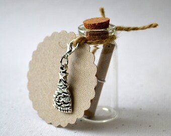Mini pendant Charm fir tree as bottle mail