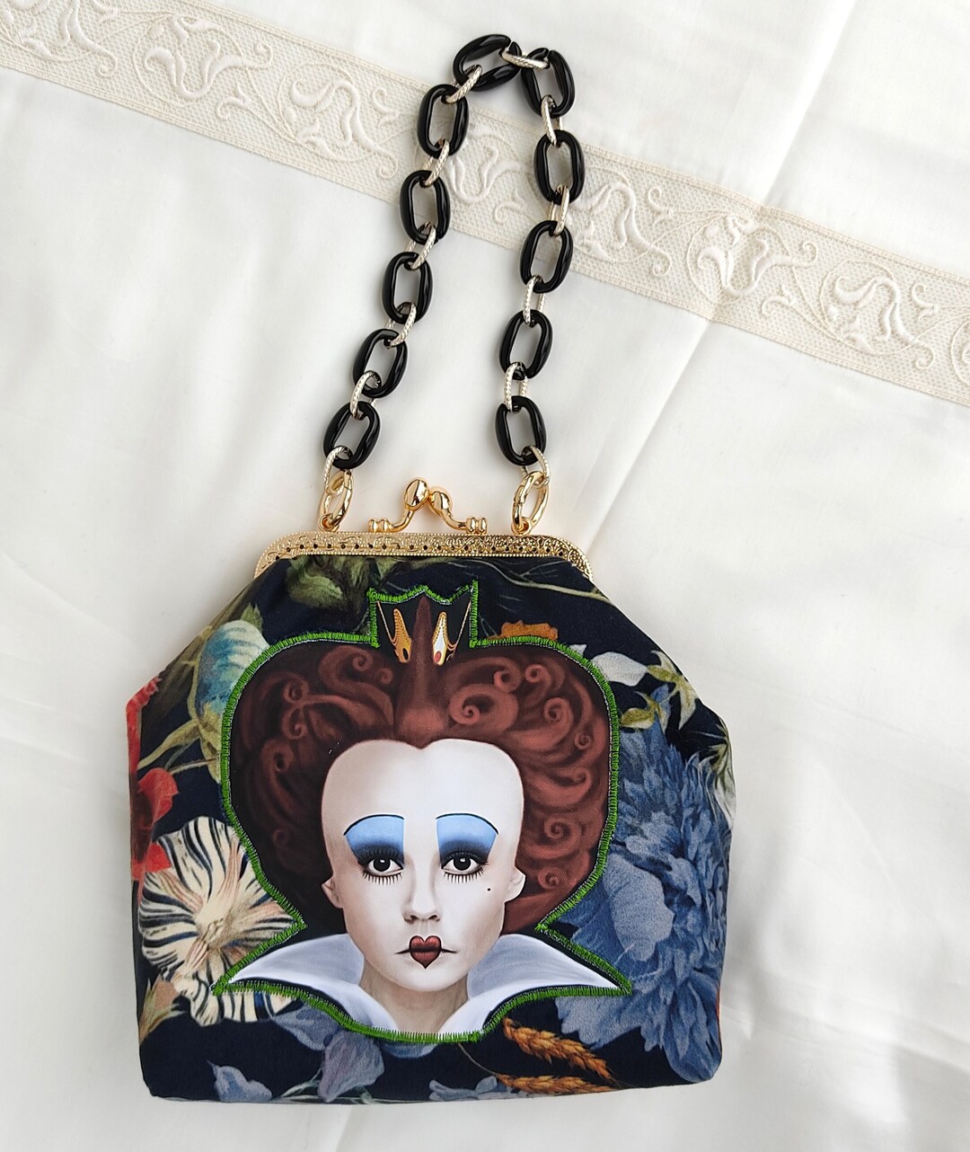 Queen of Hearts Purse Velvet Evening Bag Etsy