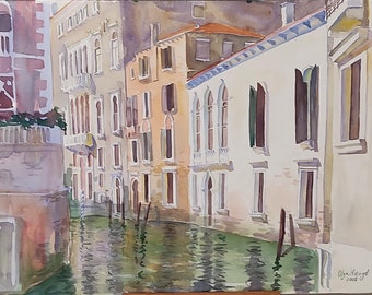 LARGE Original Watercolour 24x18" Venice City Painting art nursery art classical painting original painting Italy Venezia