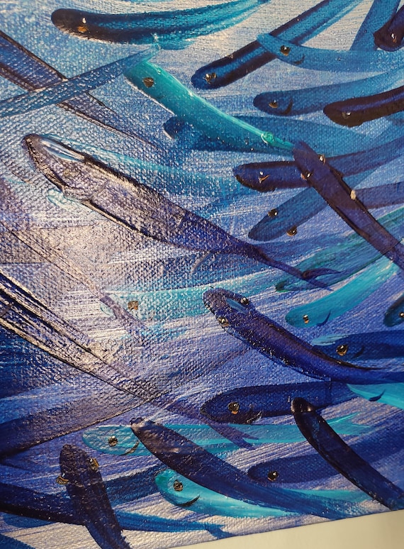 油彩画 魚の群れ 油彩画 魚の群れ