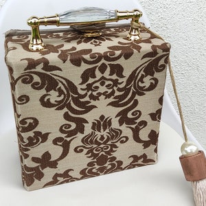 Quadratische Quaste Tasche Antike Viktorianischer Stil Geldbörse, Flapper Handtasche Theater Abend Tasche *Rokoko&quot; Französisch Vintage Marie Antoinette