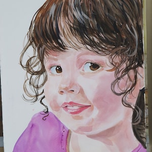 Custom portrait from photo watercolour painting commission paintings personal birthday gift family draw children
