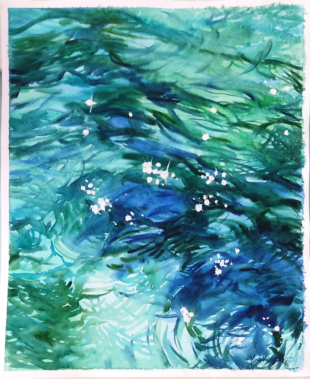 水彩画の風景 ボートと水面の反射 最新な 水彩画の風景 ボートと水面の反射 絵画 - 絵画