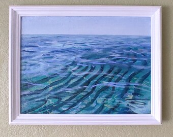 Sea Oil painting, classical painting original canvas fine art framed home decor wall art water surface