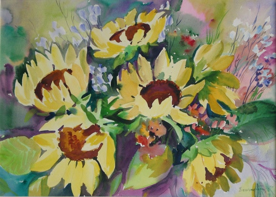 ORIGINAL BLUMEN KUNST Gouache Bild Malerei Gemälde Handgemalt Pflanzen  Natur - EUR 10,00 | PicClick DE