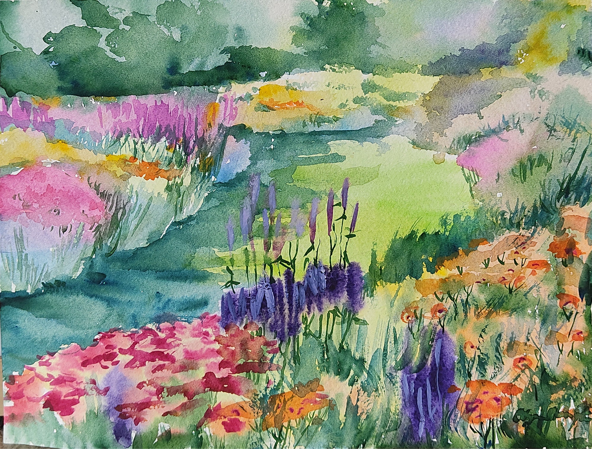 水彩画 美術品 花 PARIS 2005 花乙女コレクション【Tomizawa 仮題・フランス人形 水彩画