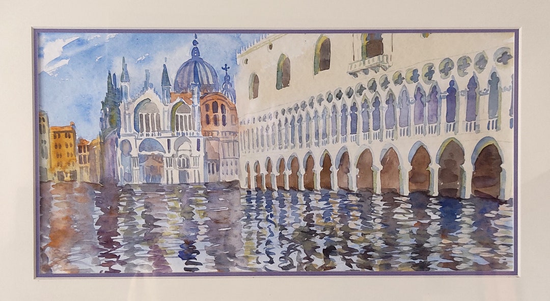 イタリア　ベネツィア　アンティーク　水彩 風景画　1998年9月7日 イタリア ベネツィア アンティーク 水彩 風景画 1998年9月7日