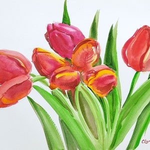 Rote Tulpen Aquarellmalerei Originalbild