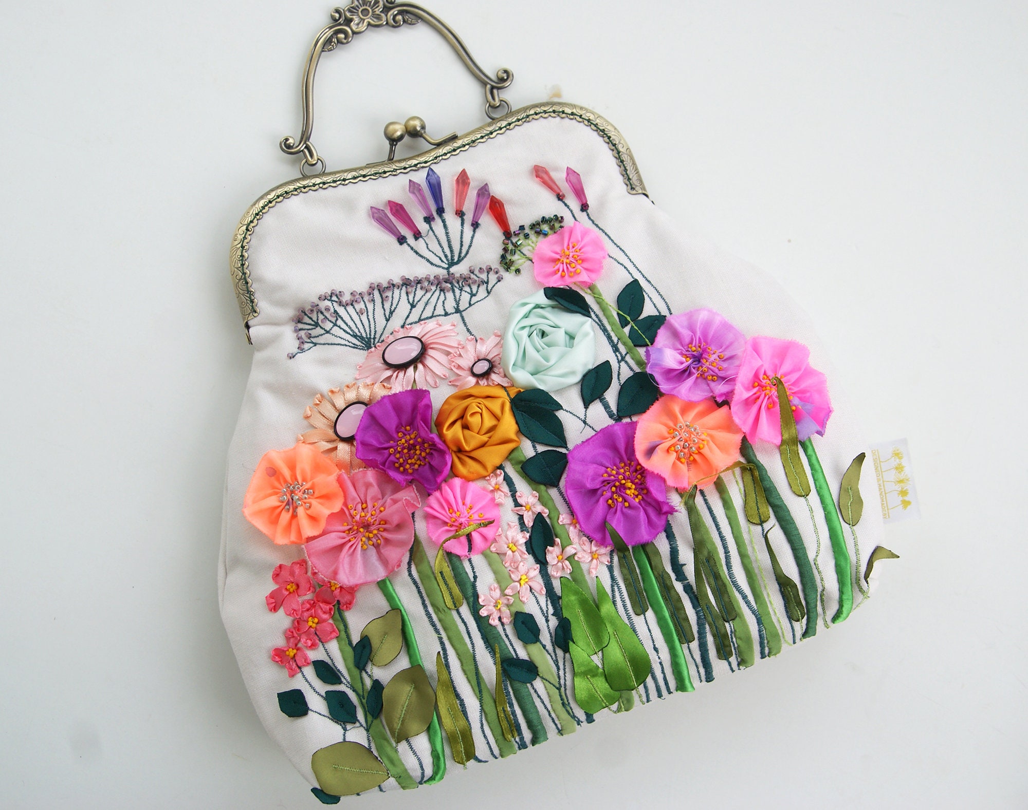 Floral hand jessecmault purse large handbag for evening silk etsy Floral hand jessecmault purse large handbag for evening silk etsy