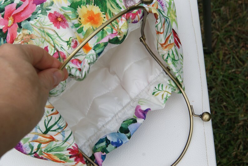 Floral Kiss Lock Bag With Metal Frame Flowers Purse Kawaii Etsy