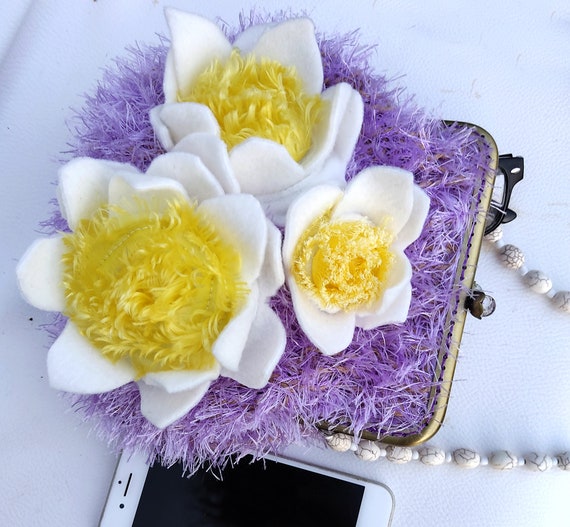 Fuzzy flower purse hotsell