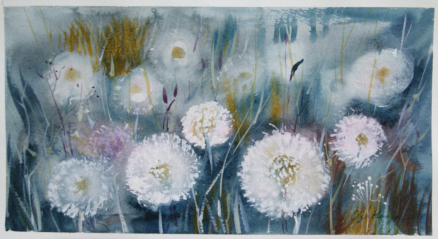 Art & Collectibles Watercolor Painting Watercolor blowball Watercolor