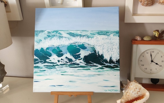 Ocean Waves Oil Painting on Canvas 20x20 Fine Art Water 