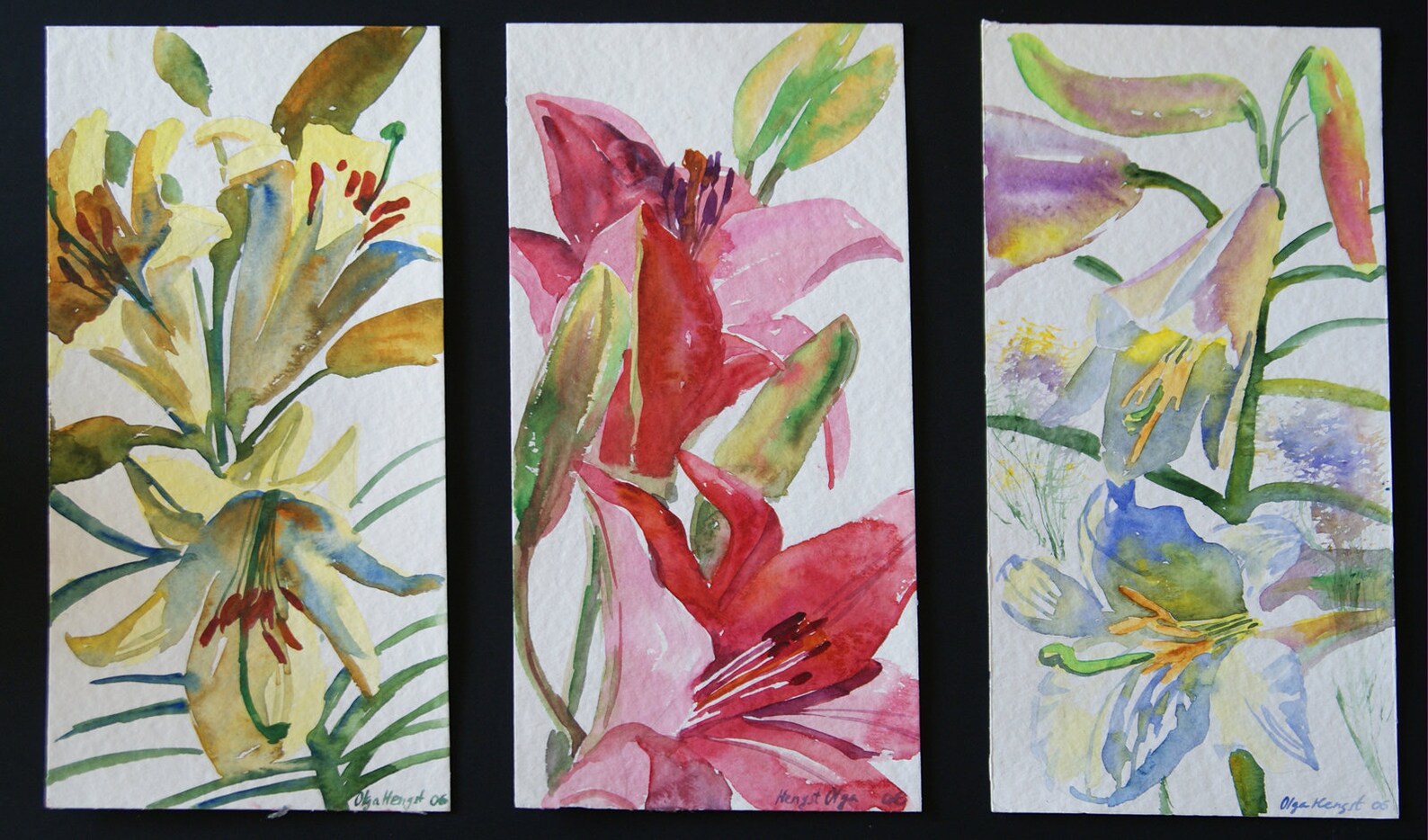 Triptych of Three Original Watercolors Watercolour Paintings Etsy