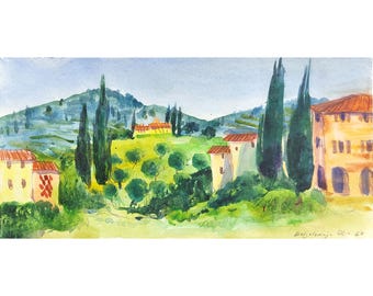 Italienische Landschaft original Aquarell Malerei ACEO ACEO Unikat Unikat Unikat Malerei Italien