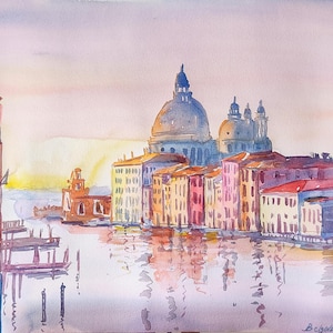 Venice Painting Italian Landscape, Original Painting, watercolour 13 x 10&quot; Artwork, living room decor art lover gift
