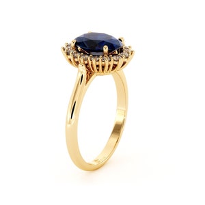 Natural Sapphire Oval Cut Diana Ring 14K Yellow Gold Sapphire Engagement Ring
