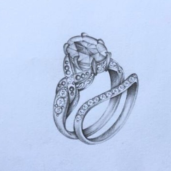 Special Reserved - Custom Oval Moissanite Engagement Ring Set - 1st payment