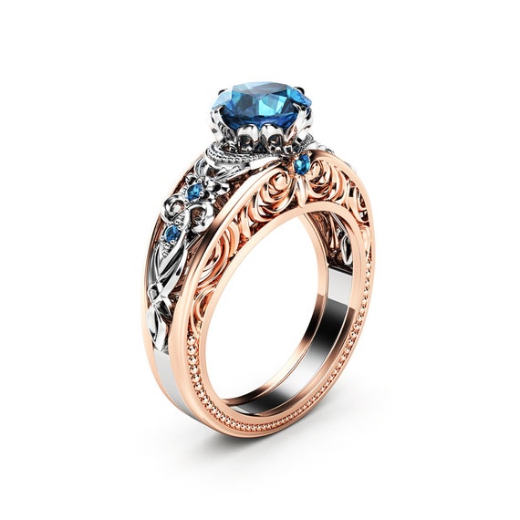 Blue Diamond Engagement Ring Unique Two ...