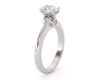 Classic Oval Lab Diamond Engagement Ring For Women 14K White Gold Engagement Ring