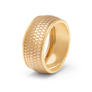 14K Solid Gold Dragon Scale Wedding Band For Men