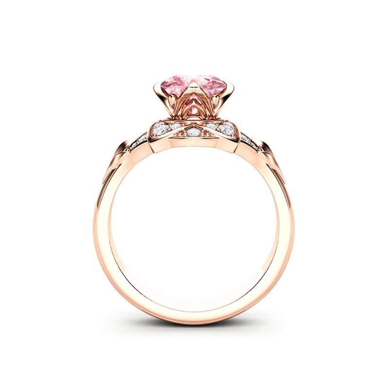 Pink Moissanite Engagement Ring 14K Rose Gold Moissanite Ring Etsy