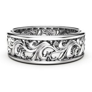 14K Gold Filigree Ehering - Breiter Westernring für Ihn