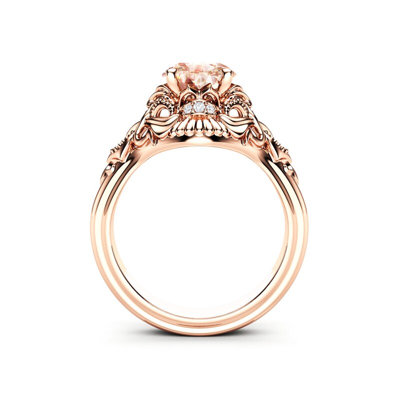 Unique Engagement Ring Morganite Engagement Ring 14K Rose Gold | Etsy