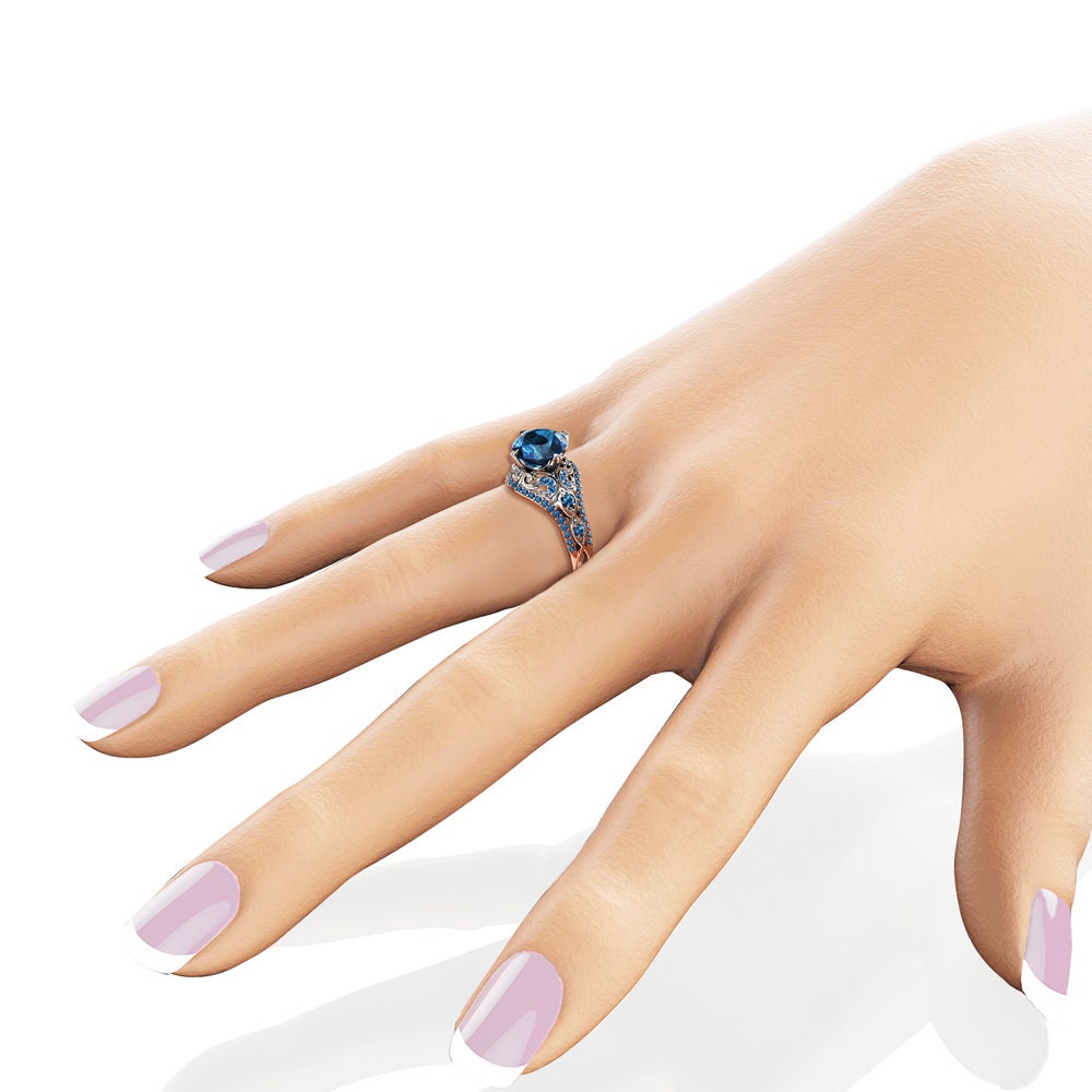 Sufiana Navy Blue American Diamond Finger Ring – AG'S