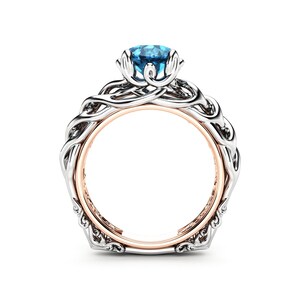 Blue Diamond Engagement Ring 18K Two Tone Gold Blue Diamond Engagement Ring image 2