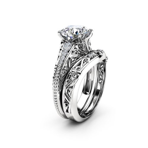 Diamond .70CT Infinity Engagement Ring Wedding Band Set - Etsy