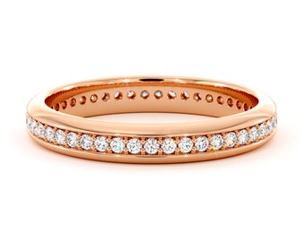 Wedding Diamonds Ring For Woman 14K Rose Gold Eternity Diamonds Ring For Her 3.3 mm
