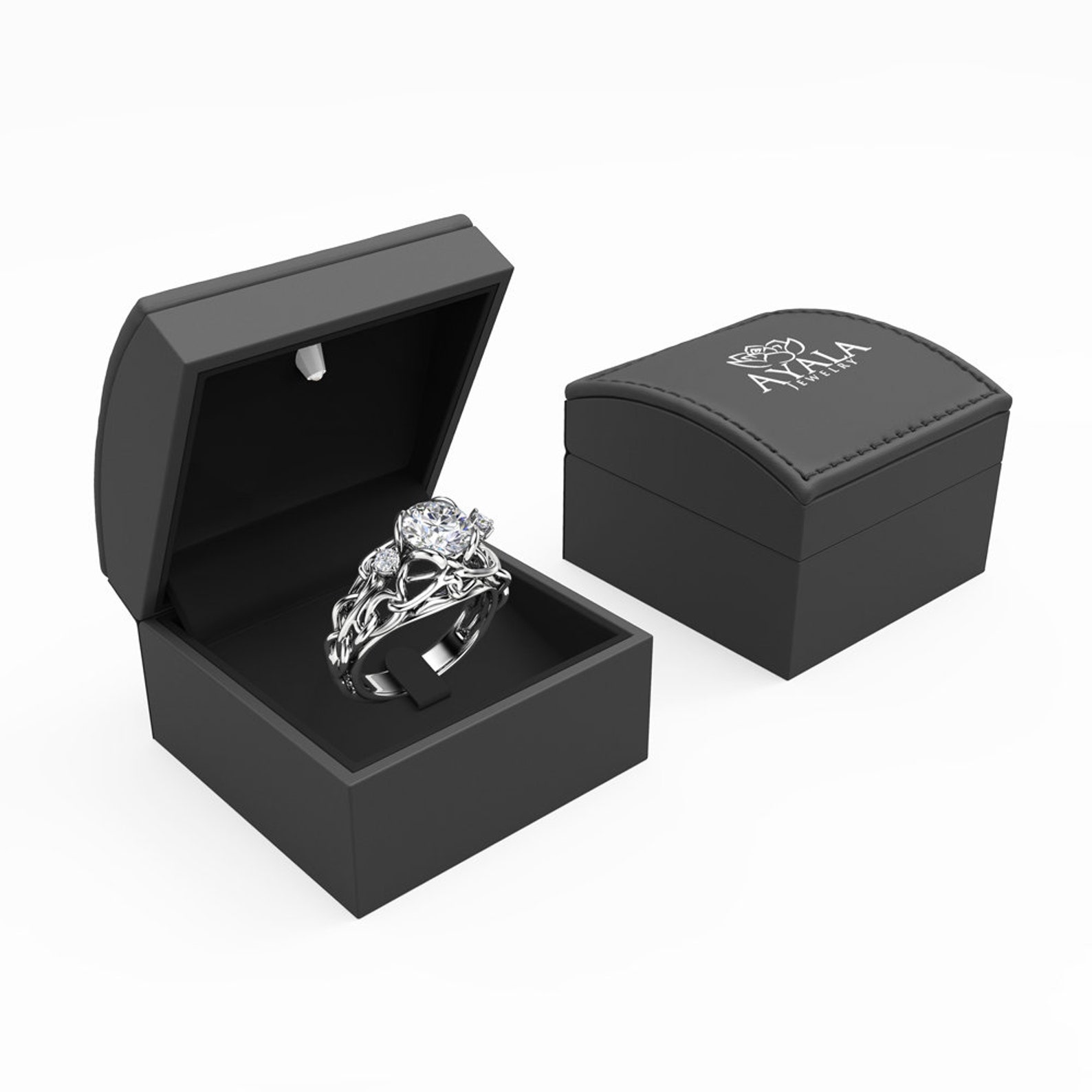 Celtic Engagement Ring 14K White Gold Celtic Ring Unique Etsy