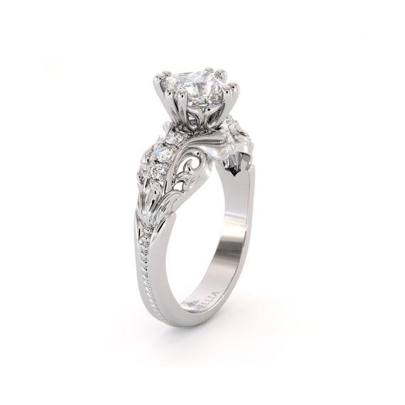 Unique Princess Moissanite Engagement Ring-forever One | Etsy