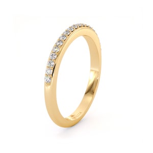 14K Gold Half Eternity Natural Diamonds Ring Classic Wedding Band with Diamonds