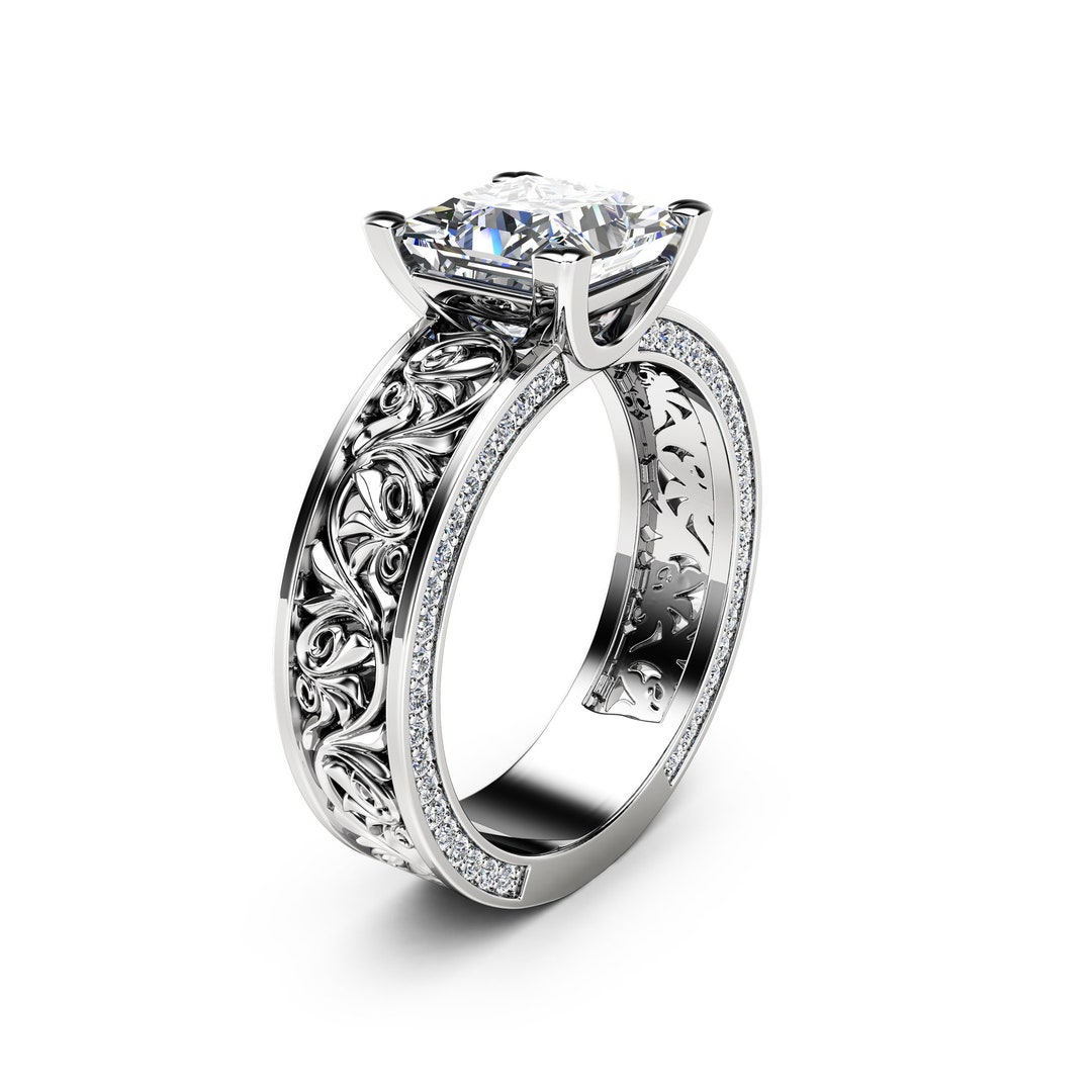 Princess cut filigree engagement best sale rings