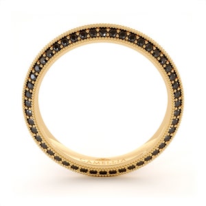 14k Yellow Gold Natural Black Diamonds Eternity Ring - Etsy
