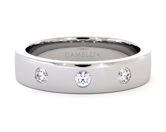 14K White Gold Lab Diamond Men's Band - Classic Wedding Ring (5.1 mm)