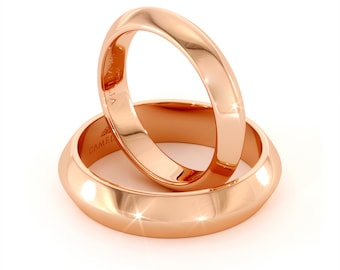 14K Gold Knife Edge Wedding Band Set – His and Hers Matching Rings