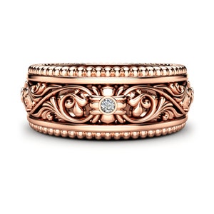 Westliche Hochzeit Herren Band weiße Diamanten Rose Gold Ehering Exquisite Eleganz für ihn