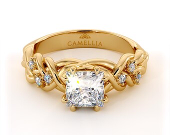 Braided Princess Diamond Ring With Lab-grown Center Stone and