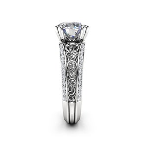 Round Cut Lab Created Diamond Engagement Ring 14K White Gold Ring Unique Lab Diamond Handmade Ring image 4