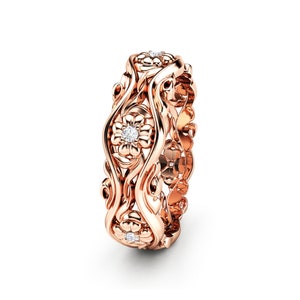 Rose Gold Wedding Band Women Wedding Band Diamond Wedding Band