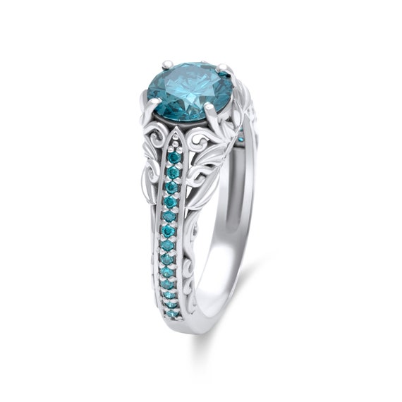 Blue and white cheap diamond engagement rings