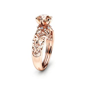 14K Rose Gold Morganite Engagement Ring: Vintage Filigree Design