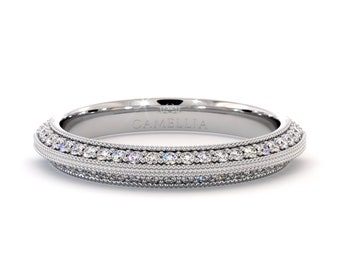 Royal 14K White Gold Half Eternity Diamonds Woman Ring 2.8mm